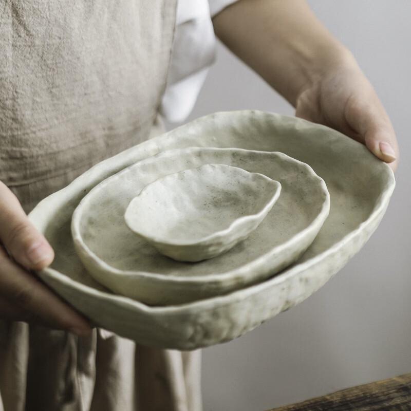 Ru Han Japanese Style Triple Compartment Ceramic Serving Dish