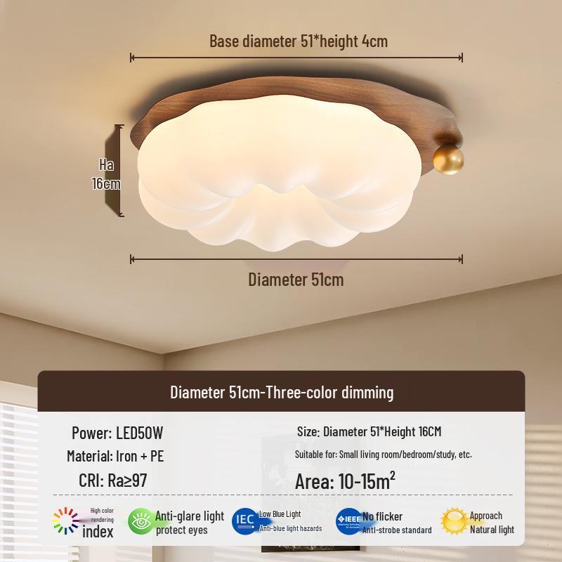 Chinese-Style Walnut Bedroom Ceiling Light: Smart Pumpkin Design, Super Bright, Eye-Protecting Fixture