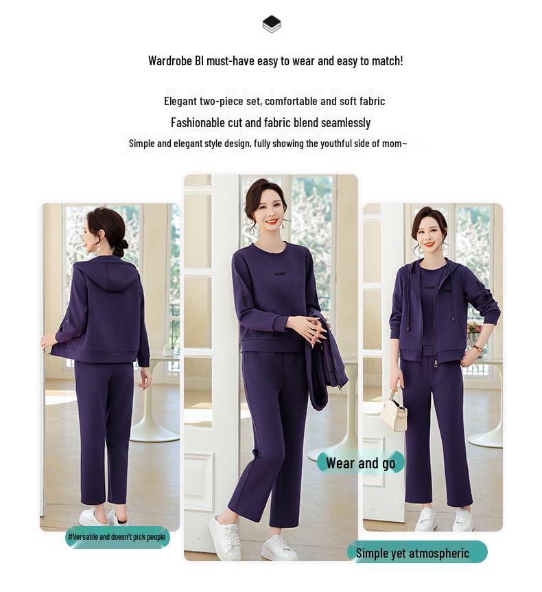 Mom's Stylish Slim-Fit Autumn Cardigan Set for Middle-Aged and Elderly