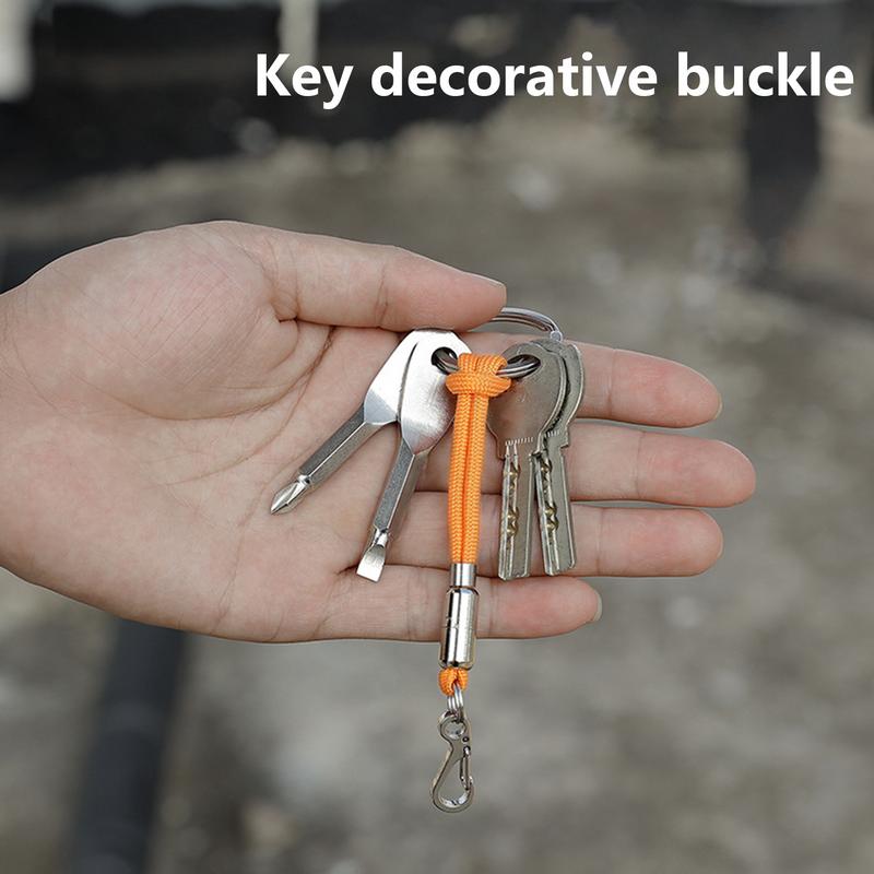 Paracord Lanyard For Keys Heavy Duty Paracord Keychain Clip Badge Holder Buckle Lock Clip Rope Hook 3 Key Rings For Outdoor