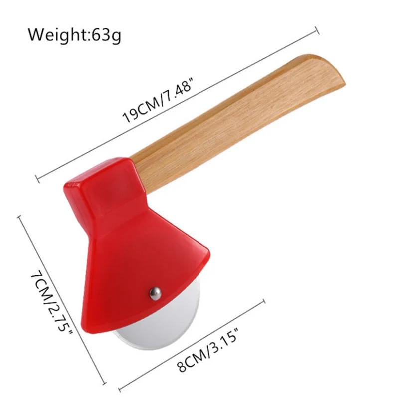 Pizza Cutter Wheel Axe Shaped Stainless Steel Pizza Knife With Bamboo Handles and Sharp Rotating Blades Pizza Slicer Roll
