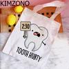 Ząb i dentysta graficzna torba na zakupy torebka bolso torba na zakupy wielokrotnego użytku boodschappentas string ecobag net custom