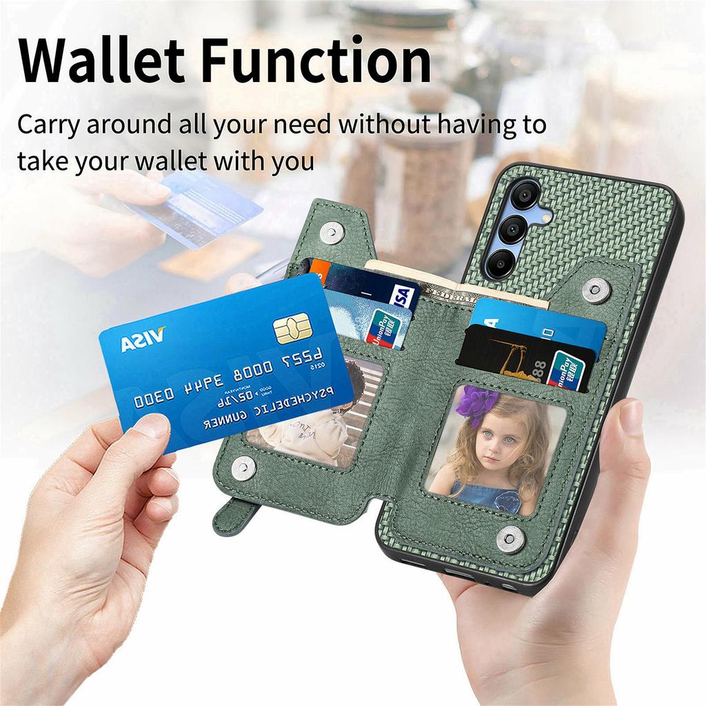 For Samsung Galaxy A16 4G/5G Case Leather+PC+TPU Zipper Pocket Kickstand Phone Cover