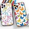 Art Butterfly For IPhone 17 Air 16 15 14 13 12 11 Pro Black Soft Cover Phone Case