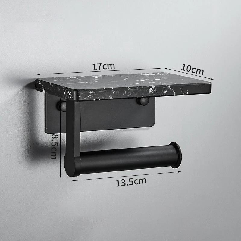 White/Black Marble Bathroom Paper Towel Holder Aluminum Wall-mounted Phone Rack Roll Tissue Shelf Bathroom Accessories