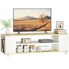 TV Unit with Casters 120 Cm, TV Cabinet for Televisions Up To 55 Inches, 2 Open Shelves, White and Natural