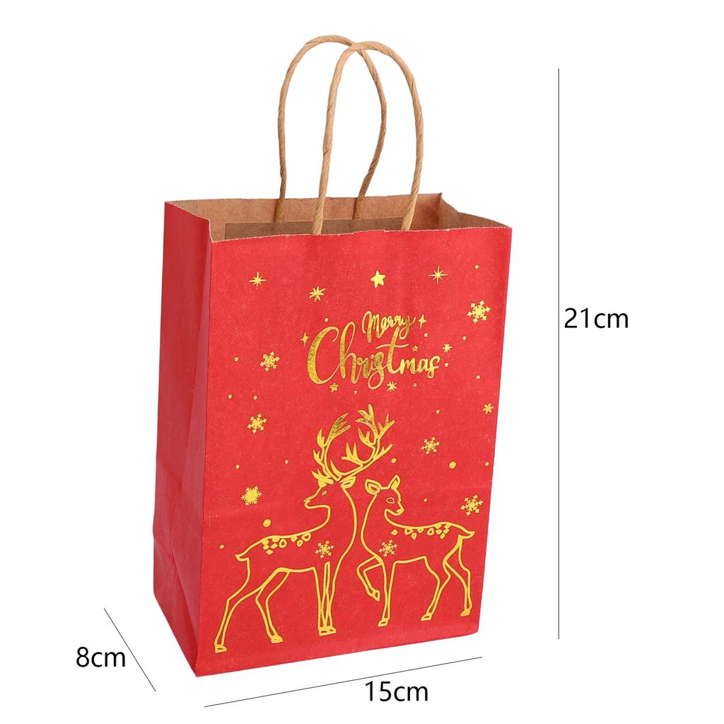 1/20 Red Green Christmas Bags  Kraft Paper Biscuit Candy Packaging Bag Xmas Tree Gift Pouch Home Decor Xmas Party Accessories