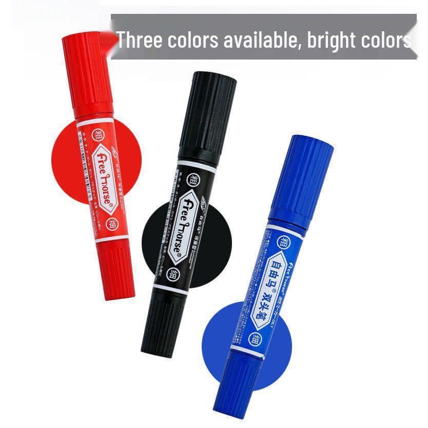 Dual-Tip Waterproof Black Oil-Based Marker Pen – Non-fading and Thick Tip.