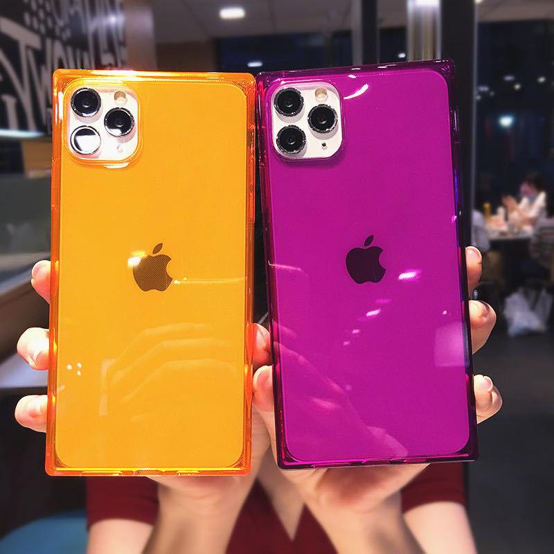 Creative square iPhone17 protective case, fluorescent color TPU Apple XsMax16promax mobile phone case, suitable for 15.