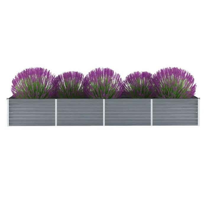VidaXL Lit surélevé de jardin Acier galvanisé 320x80x45 cm Gris