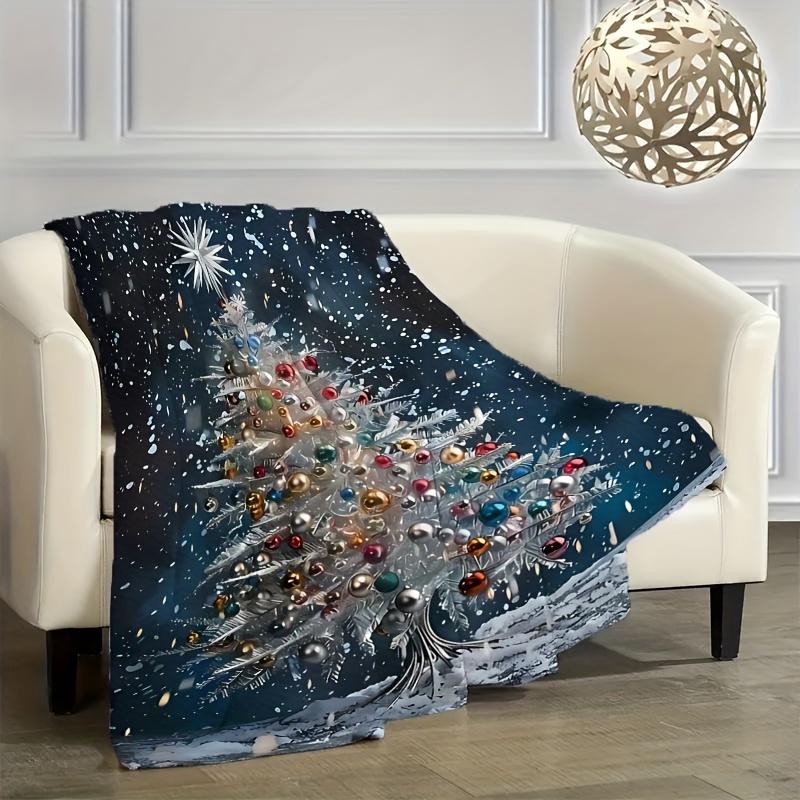 Cozy Christmas Tree Flannel Throw, Perfect Gift for Friends Family, Soft All-Season Comfort for Couch Bed Office