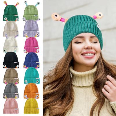 1pc Cartoon Cute Baby Knitted Hat With Funny Flashing Stretch Tentacles For Boys And Girls In Fall Winter