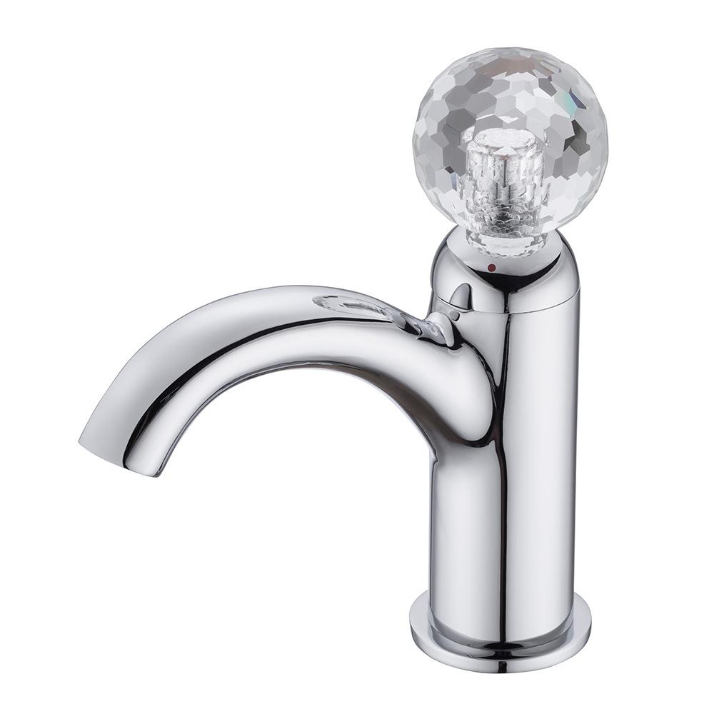 Full Copper Design Crystal Handwheel Bathroom Sink Single Cold Water Faucet Bathroom Countertop Sink Single Hole Faucet