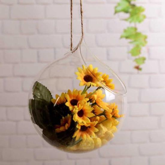 Hanging Glass Propagation Station Clear Terrarium Planter for Flowers Air Hydroponic Plants Small Indoor Flower Vase for Home Room Window Office Decor
