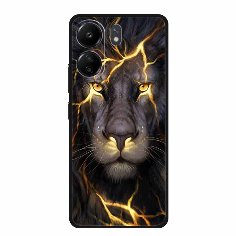 Phone Cases for Redmi 13C 13R Soft Silicone TPU Cover for Xiaomi Redmi13 C R Animal Wolf Funda Vividly Lion Tiger Capa 13 C R