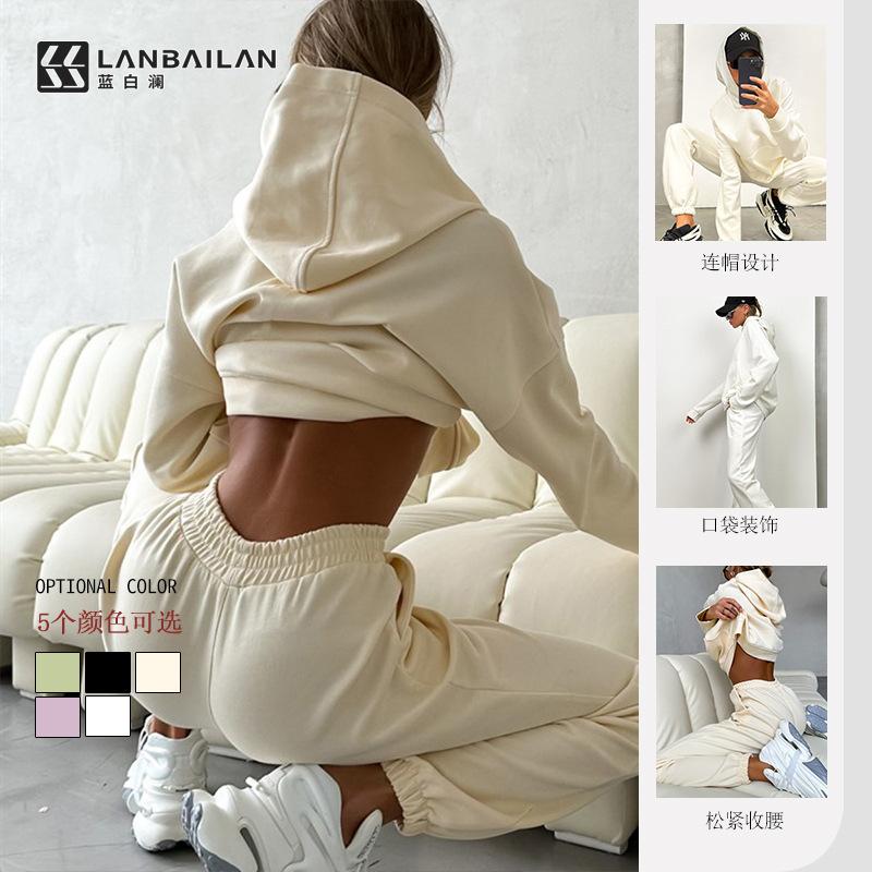 1116 ebay heiß Europäische und amerikanische Damenbekleidung Herbst und Winter neues Kapuzen-Taschen-Pullover-Set zweiteiliges Set