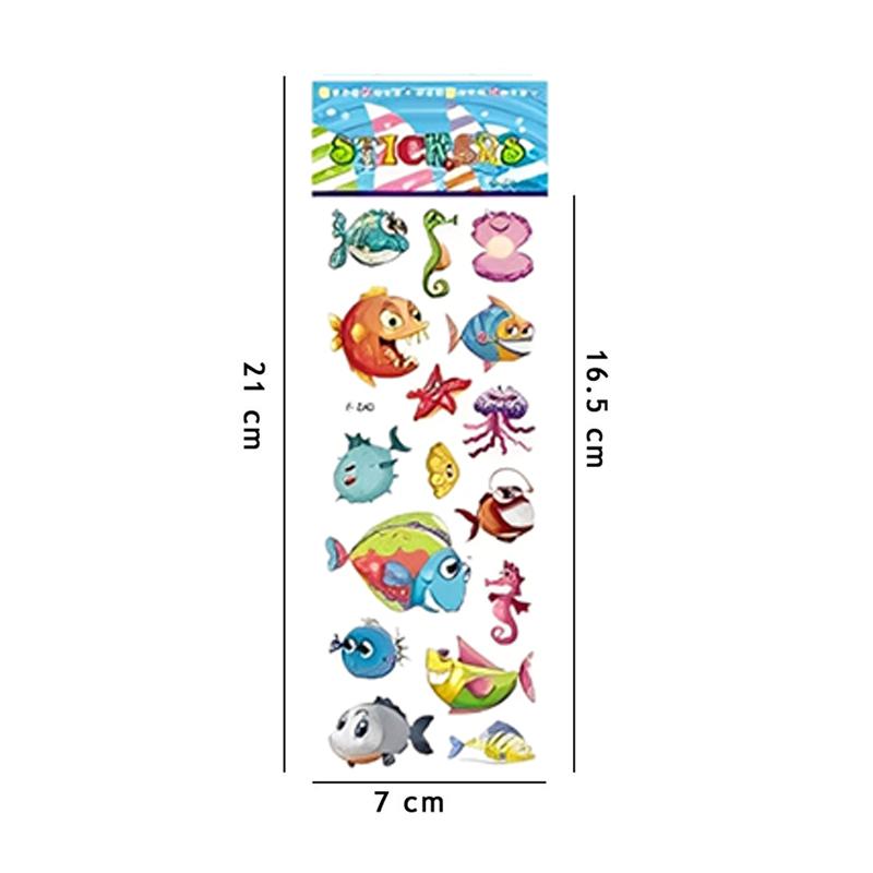 6/12pcs 3D Bubble Stickers Reusable Cartoon Marine Animals Fish Children Sticker Toys For Kids Birthday Christmas Gift TMZ