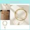 Stunning Multi-layer Gold Lock Chain Necklace For Women In Geometric Style Perfect For Gifts