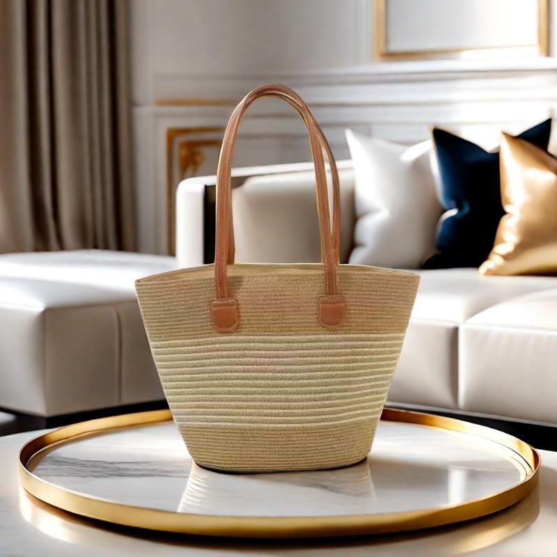 Strohtasche große Kapazität neue vielseitige Handtasche Schulter Strandtasche Strohtasche Eimer Gemüsekorb Tragetasche