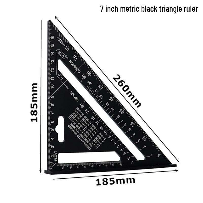 Multi-Functional High-Precision 45/90° Triangle Ruler - Aluminum Alloy