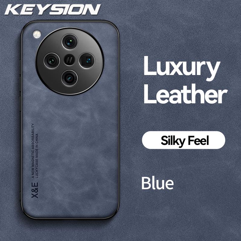

KEYSION Роскошный ретро-чехол из искусственной кожи для OPPO Find X8 Pro Мягкий силиконовый + противоударный чехол для задней панели телефона из поликарбоната для OPPO Find X8 X8 Pro for OPPO Find X8 синий