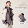 Colorblock Water-Repellent Softshell Jacket with Elastic Hem and Fleece Lining