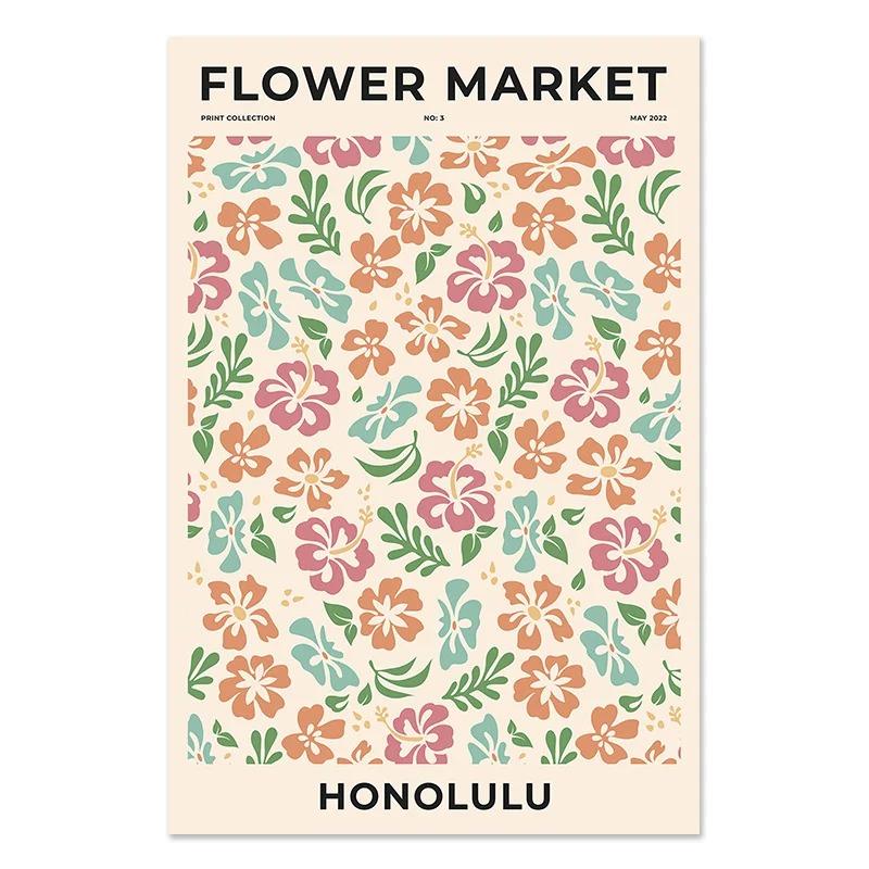 Flower Market Poster Printing Abstract Plant Wall Art Paris New York City Name Canvas Painting Living Room Home Decoration