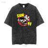 Rare SUM 41 Band Black Size S to 5XL Cotton T Shirt M1519 long or short sleeves vintage Washed fashion Versatile streetwear