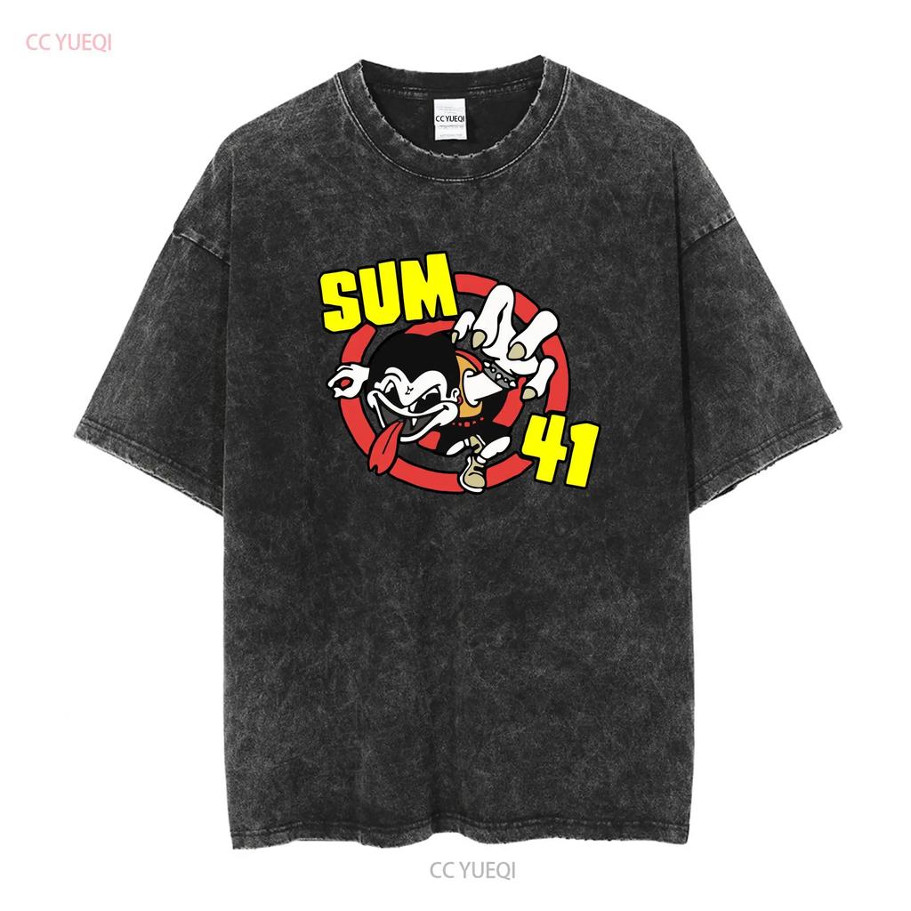 Rare SUM 41 Band Black Size S to 5XL Cotton T Shirt M1519 long or short sleeves vintage Washed fashion Versatile streetwear
