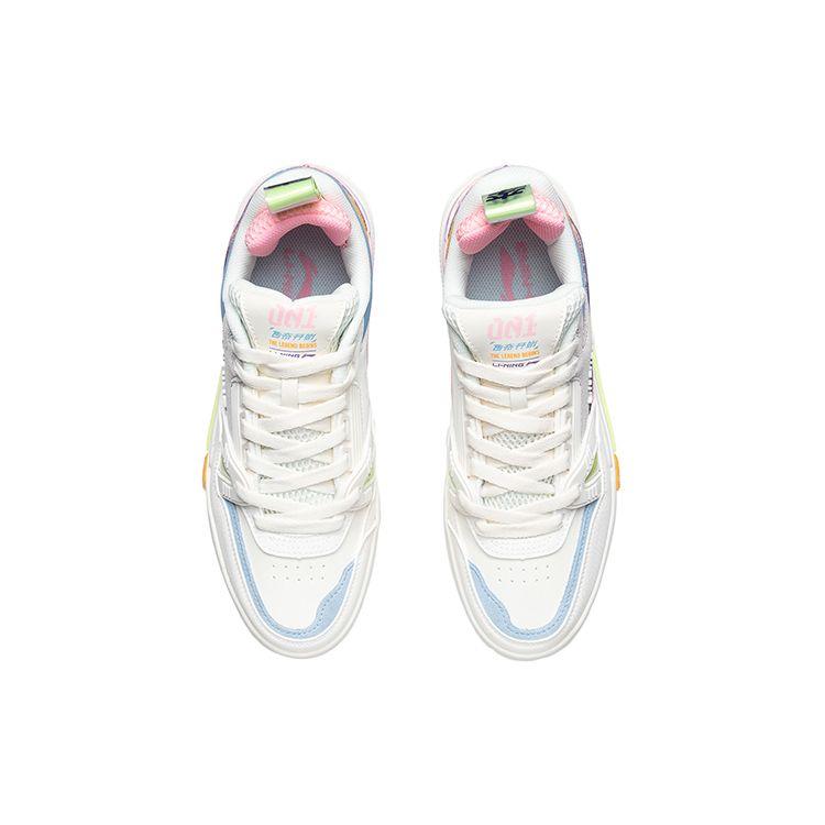 Li Ning 001 Wrap Warm Non-Slip Low-Top Skate Shoes Women Skate Shoes White Blue Purple AECR002-1