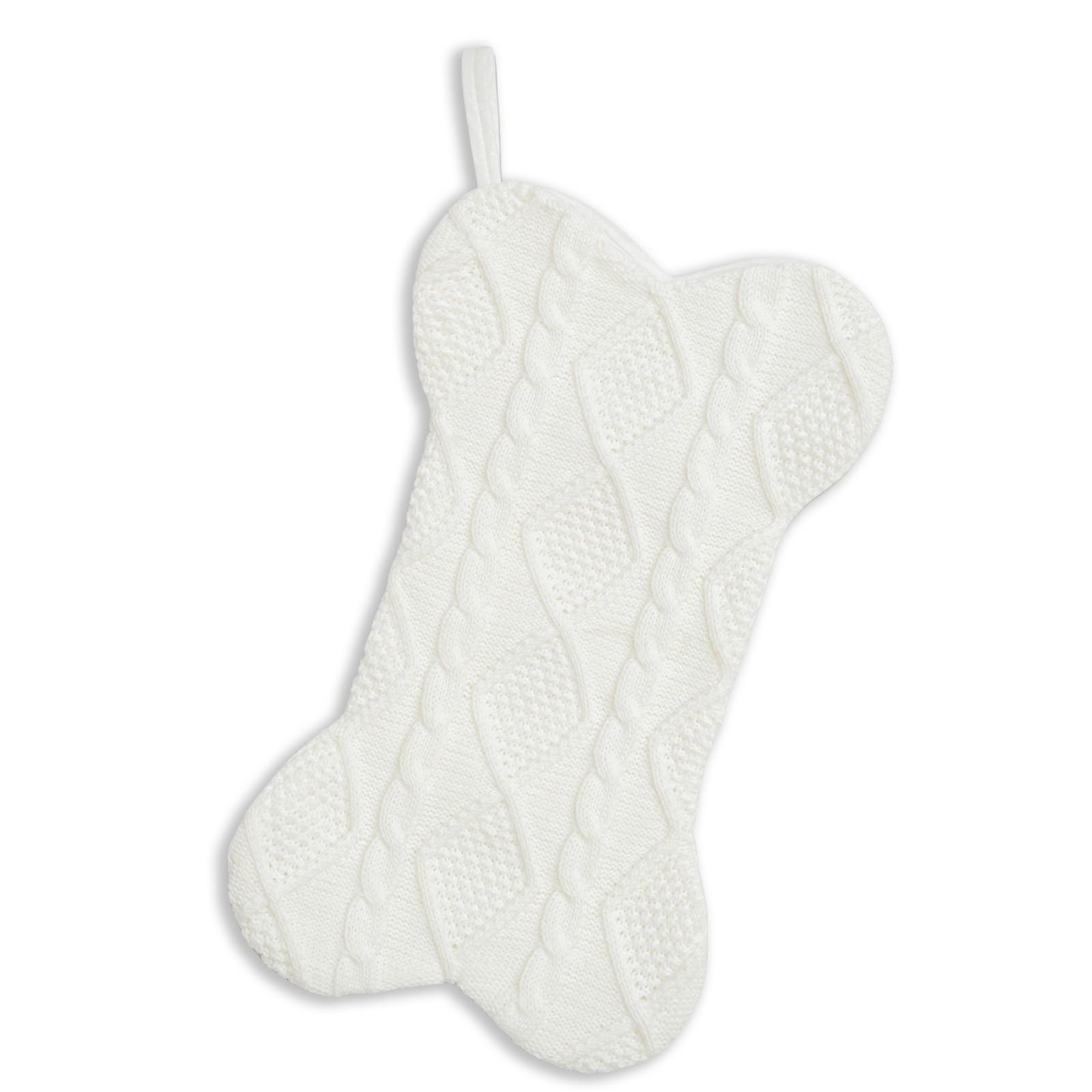 

Рождественские чулки Вязаная елочная игрушка Подарочная сумка One Size белый