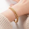 Stainless Steel Cuban Link Bracelet for Men Women Gold Color 7mm Minimalist Geometric Style  Jewelry Supply