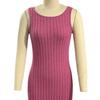 Sommerkleid für Damen, rückenfrei, schmal, ärmellos, einfarbig, elastisch, gestreift, Etuikleid, schmale Taille, O-Ausschnitt, gestrickt, Maxikleid, langes Urlaubskleid