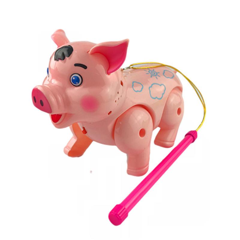 Electric Leash Pig Toys Luminous Music Lantern Walkable Cartoon Pig For Children Birthday Holiday