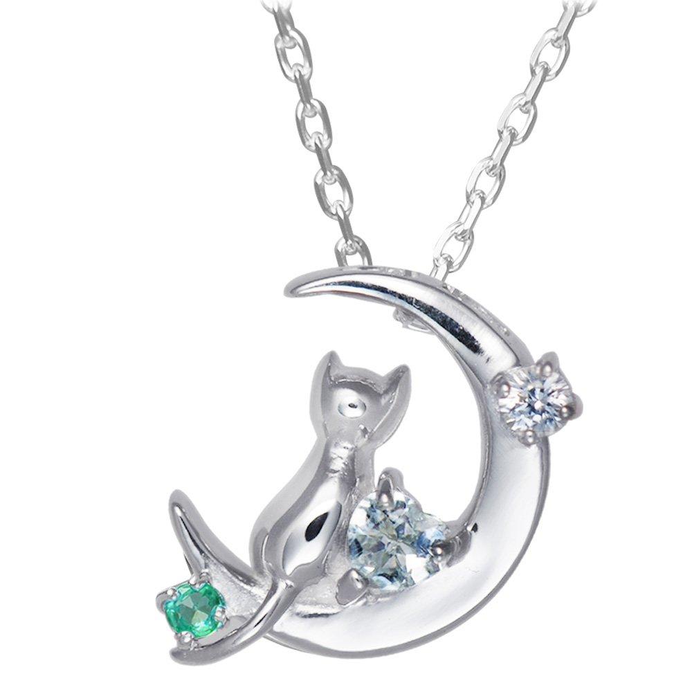 

Ожерелье Полумесяц Кошка Серебро Выбираемый Камень Месяца Май Изумруд Мирай [Mirai Angel] Женский 1165WEB_E