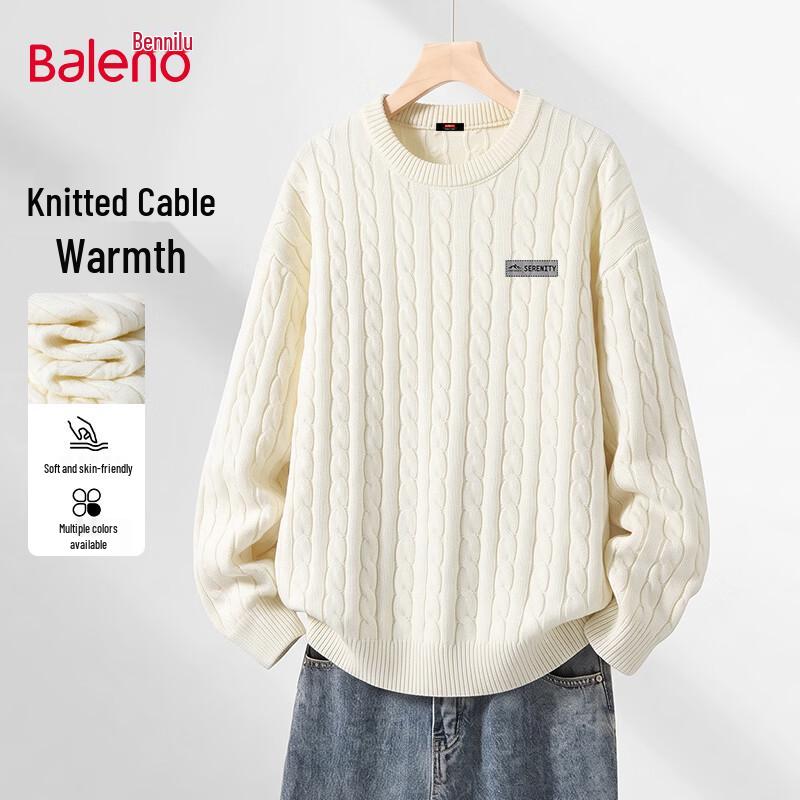 Baleno Men's Oversized Cable Knit Crew Neck Sweater