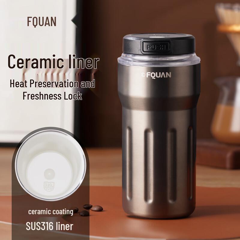 Fuquan 480ML Ceramic Lined Insulated Coffee Flask Ceramic Coated Inner Liner