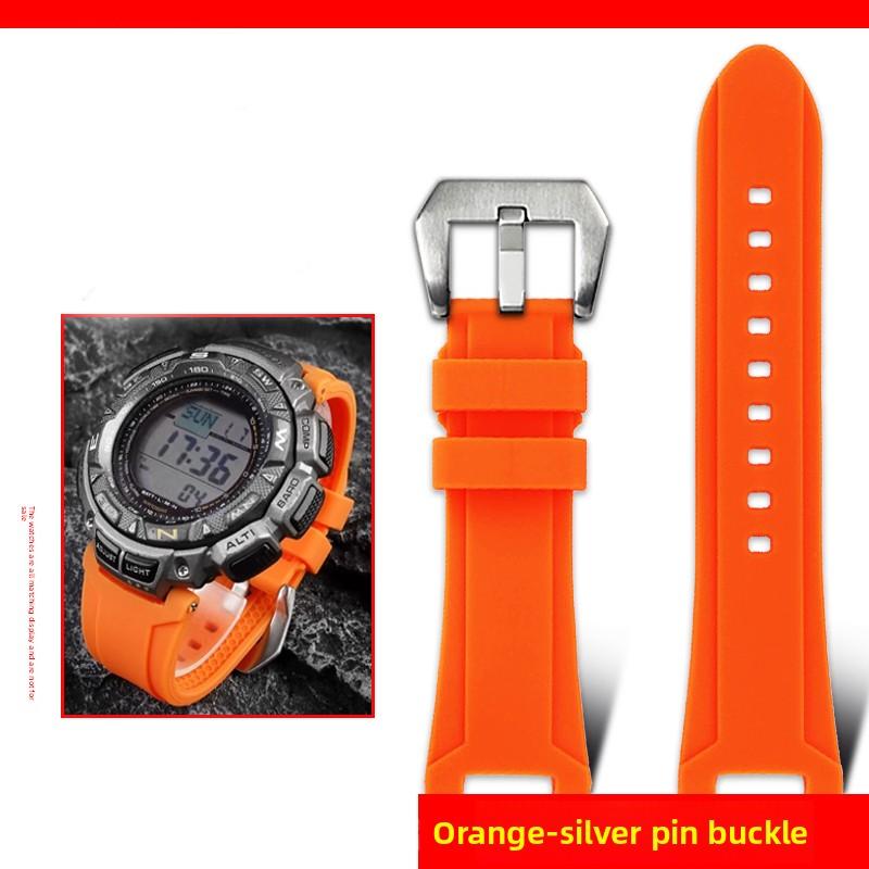 Lightweight Titanium Strap For Casio Watch Protrek PRG-240 PRG-130Y PRW-1500 Concave End Metal Bracelet Men Silicone Rubber Band