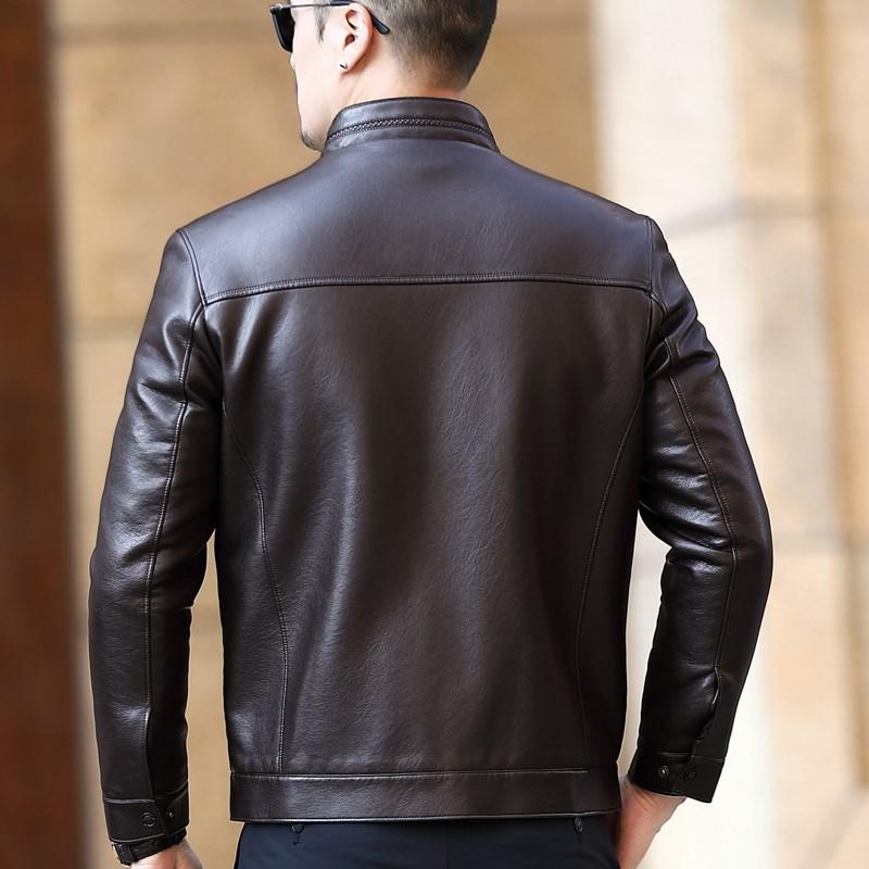 Genuine Leather Jacket for Middle-aged and Elderly Men, Men's Genuine Leather Jacket, Thickened Fur One-piece Sheepskin Large Size Jacket