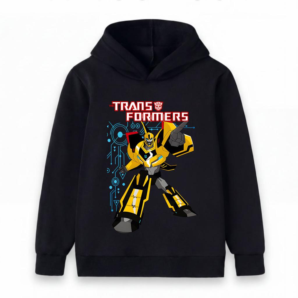 Kids Boys Girls Casual Pullover Hoodie, Cool Cartoon Mecha Robot Pattern Long Sleeve Hooded Sweatshirt, Comfortable Loose Top For Daily Wear And Outdo