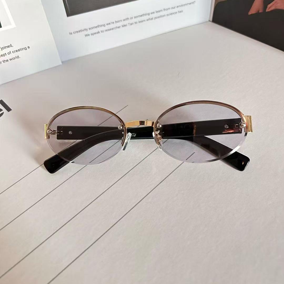 

Oval Shape Women Sun Glasses Rimless Cut Edge Anti-Reflective Female Sunglasses Driving Travelling Men Sunglass