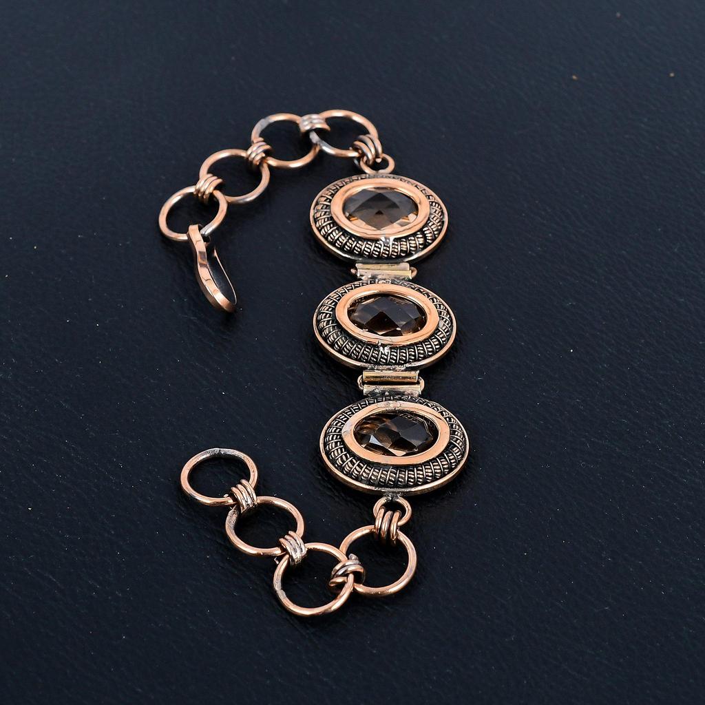 Morganite Bracelet, Handmade Gemstone 999 Copper Wire Wrapped  Bracelet Antique Jewelry, Adjustable Chain Bracelet, Engagement Gift