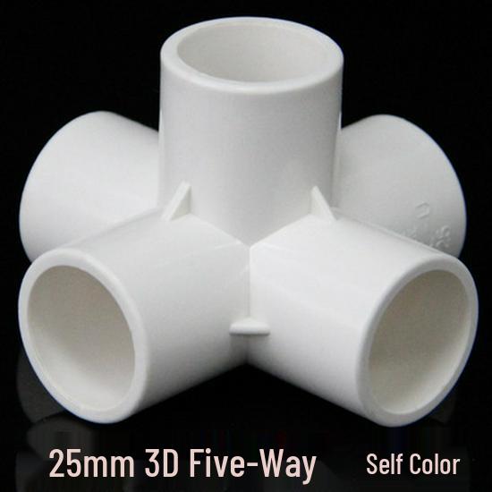 PVC Multi-Way Fittings: 3D Tee, 4-Way, 5-Way, 6-Way, 90° Elbow for Water Pipes (Sizes: 20, 25, 32, 40, 50).