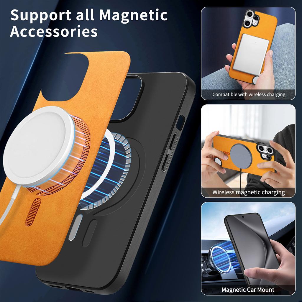 Magnetische Lederhülle für Nothing CMF Phone 2 Pro Magsafe Kabelloses Laden Matt Stoßfester Bumper Cover für CMF Phone 2Pro