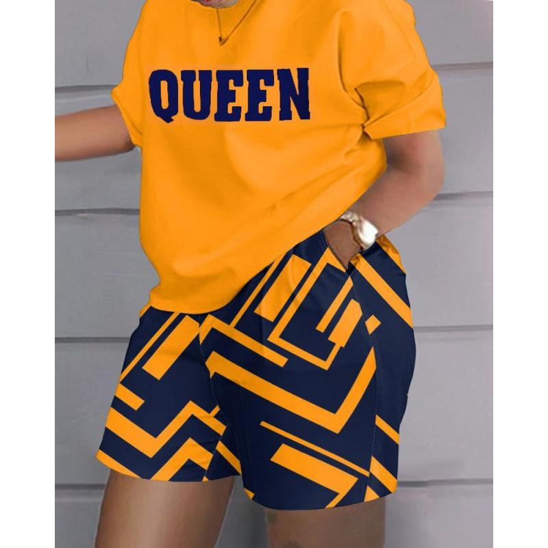 Conjunto de top y pantalones cortos informales de gran tamaño con estampado 3D de verano, conjunto informal de dos piezas informales de moda para mujer, chándales