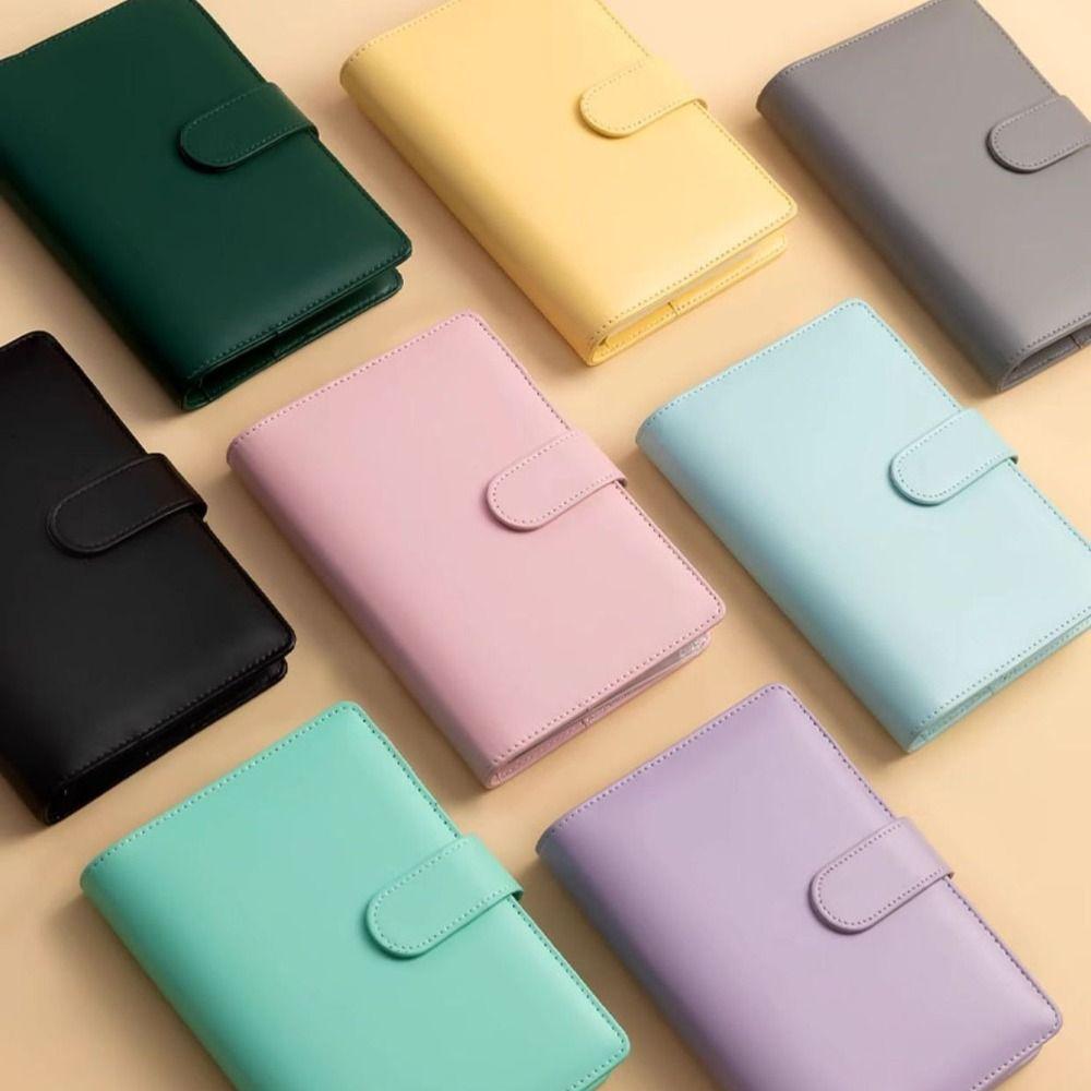 A6 Loose-leaf Notebook Magnetic Button PU Leather Folder Efficient Cash Budget Ledger School