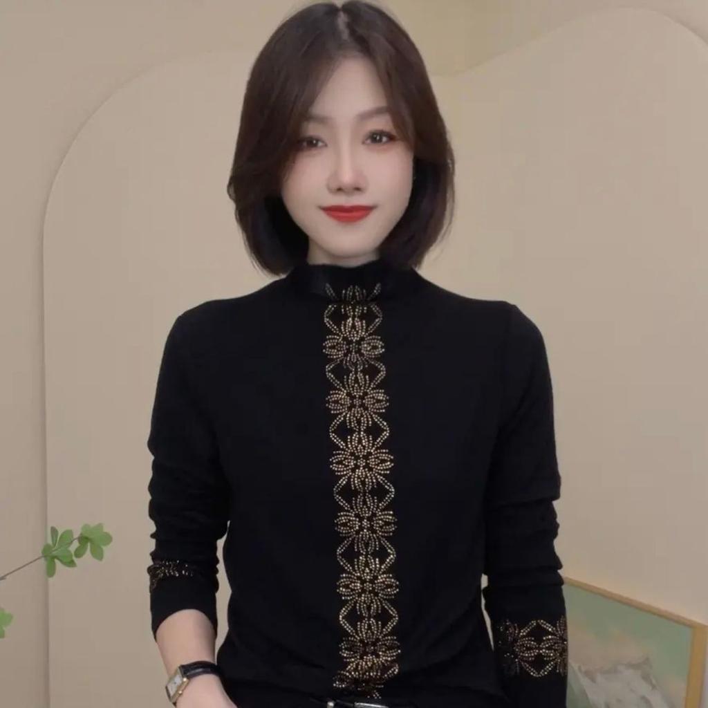 German Velvet Warm Foreign Semi-turtleneck Long-sleeved Top Autumn and Winter New Fashion Temperament Thin Bottoming Shirt