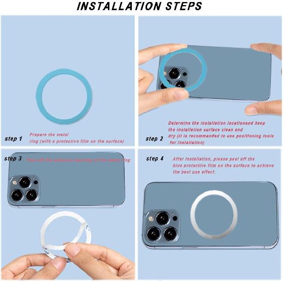 3 Pcs Universal Metal Ring for Magnetic Charger, Metal Ring Sticker Compatible with Magsafe Magnetic Wireless Charger for Most Cellphone, Magnetic