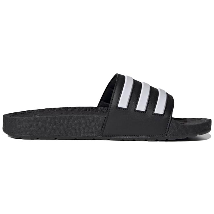 New Adidas Adilette Boost Slides Black White Stripes FY8154