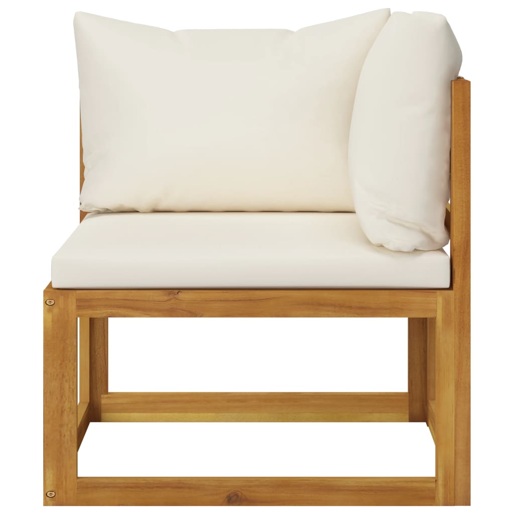 4 Piece Garden Lounge Set with Cream Cushions Solid Acacia Wood